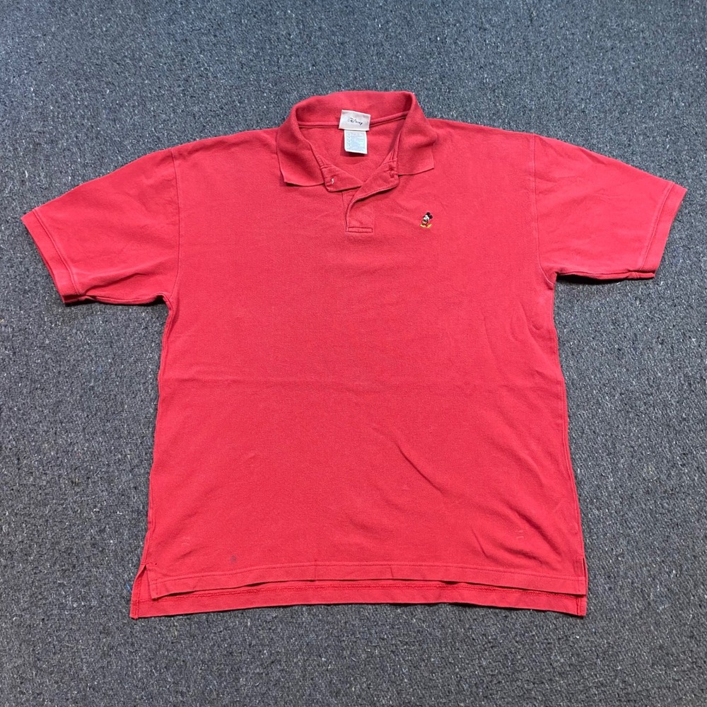 Walt Disney World Polo Sz M Mens Red Skater Mickey Mouse Embroidered Pique Logo